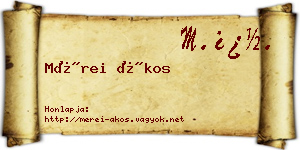 Mérei Ákos névjegykártya